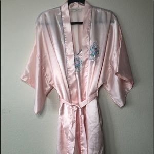 Vintage Wendy Satin Embroidered Slip Robe